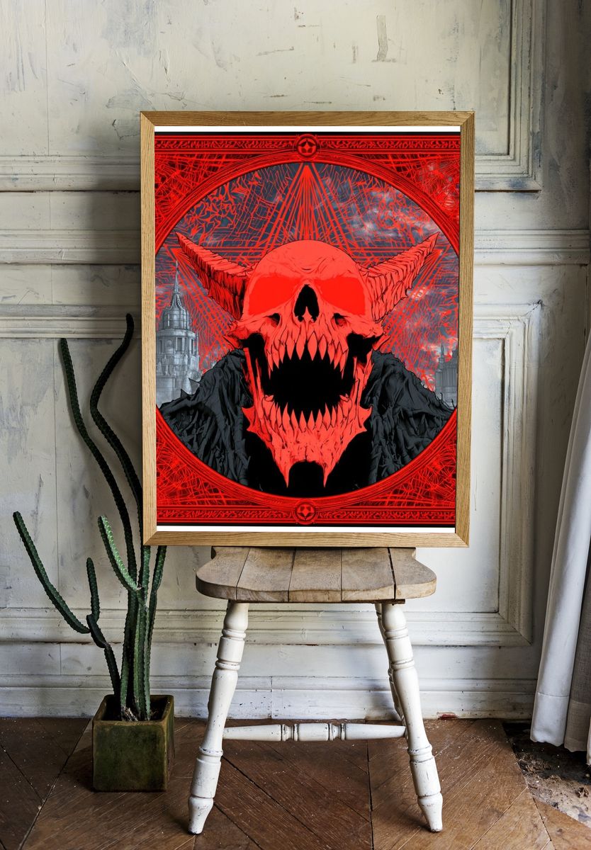 Infernal Skull Illustration Poster. room preview