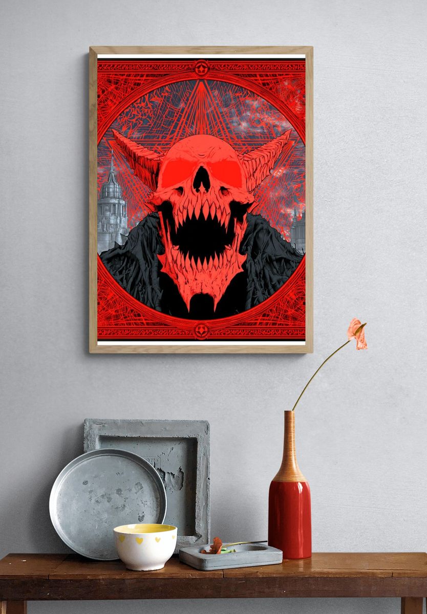 Infernal Skull Illustration Poster. — room view 3