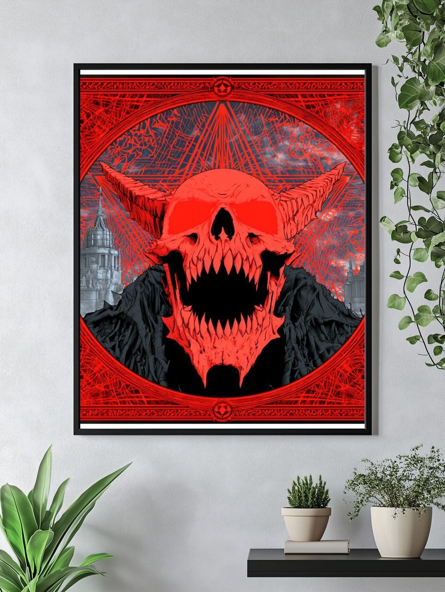 Infernal Skull Illustration Poster. — room view 4