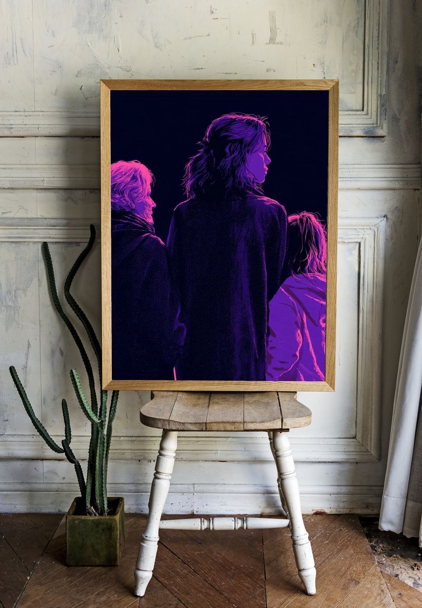 Neon Family Silhouettes Illustration Poster. — room view 1