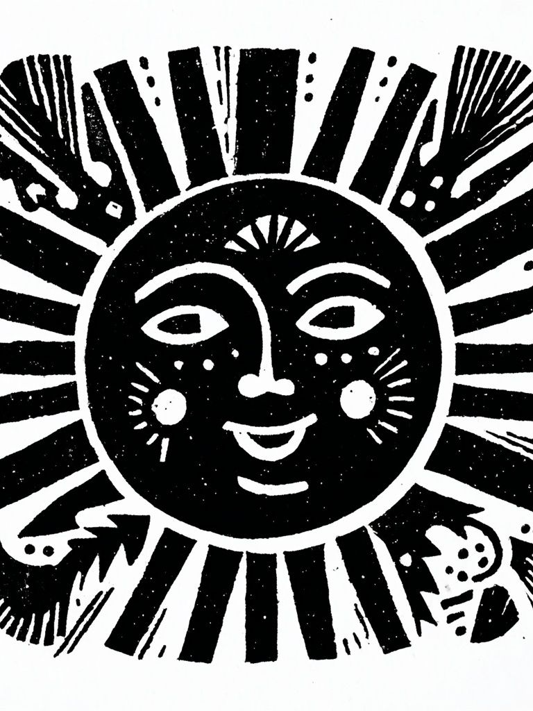 Radiant Sun Face Illustration Poster. poster — illustration art