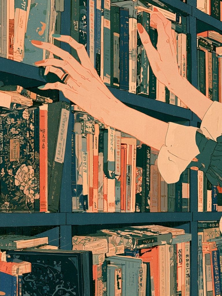 Library Hands Illustration Poster. poster — illustration art