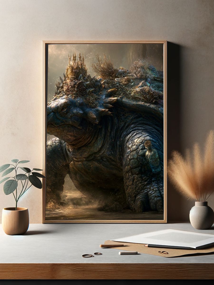 Ancient Turtle Fantasy Illustration Poster. — room view 2