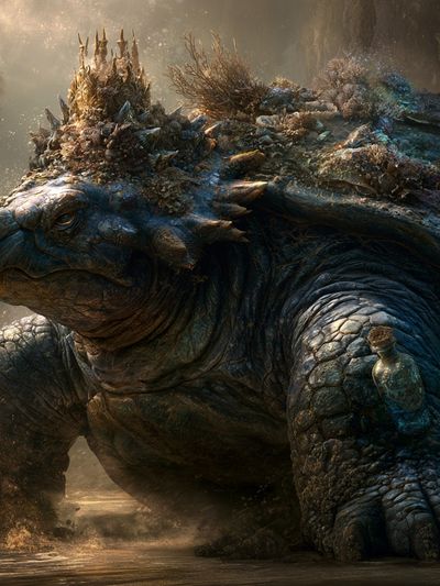 Ancient Turtle Fantasy Illustration Poster. poster