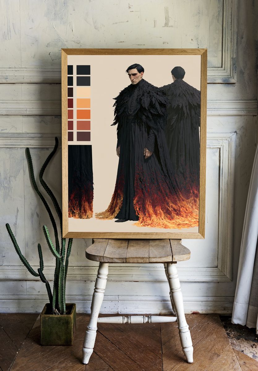 Dark Cloaked Figure Fantasy Illustration Poster. — room view 1
