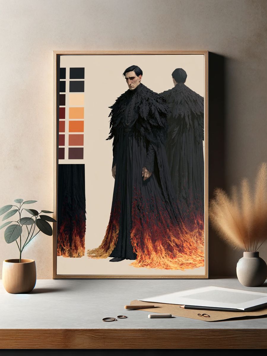 Dark Cloaked Figure Fantasy Illustration Poster. — room view 2