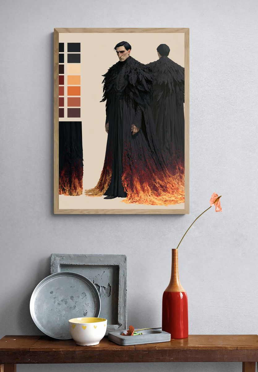 Dark Cloaked Figure Fantasy Illustration Poster. — room view 3