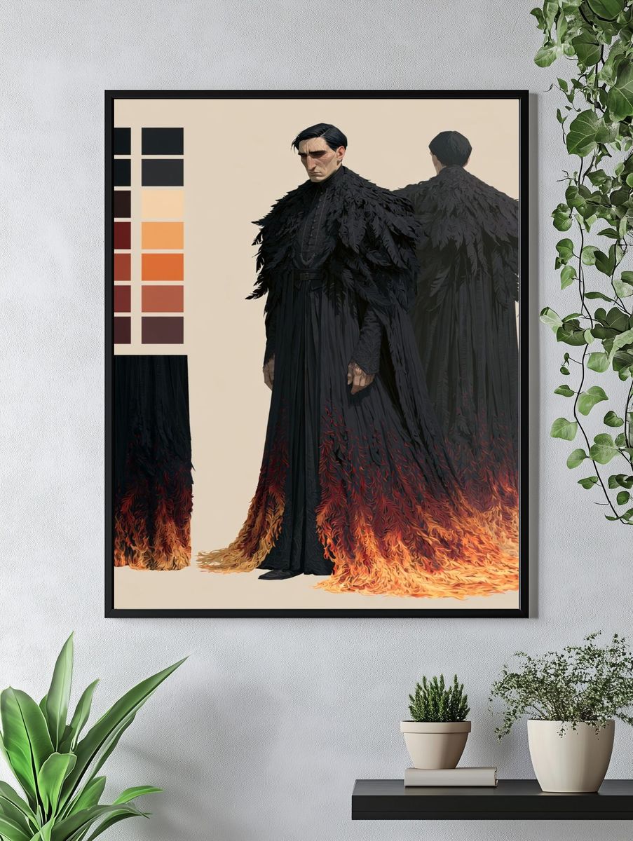 Dark Cloaked Figure Fantasy Illustration Poster. — room view 4