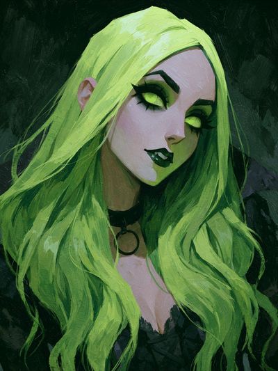 Neon Green Gothic Portrait Poster. poster