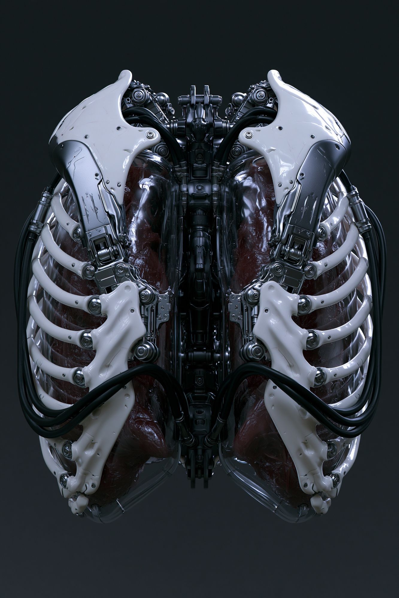 Cybernetic Ribcage Illustration Poster. poster detail
