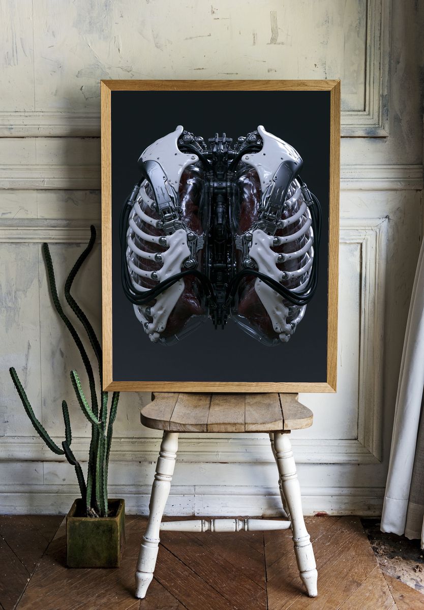 Cybernetic Ribcage Illustration Poster. room preview