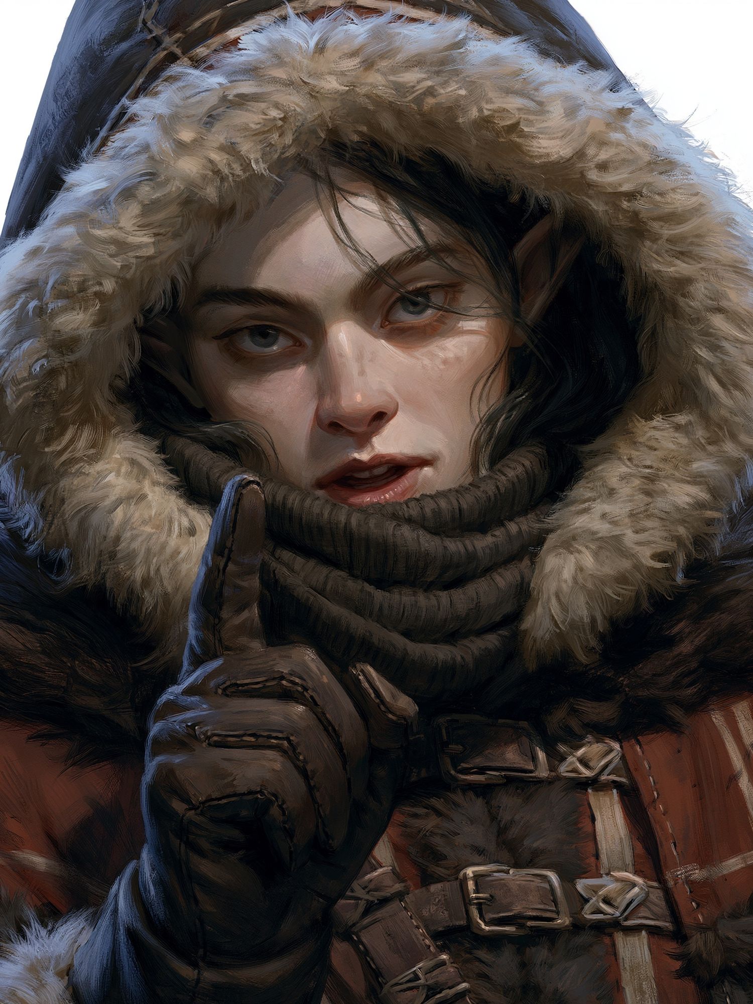 Fur-Clad Portrait Illustration Poster. poster — illustration art