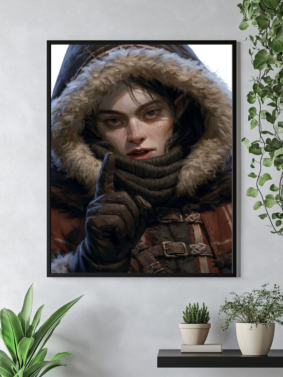 Fur-Clad Portrait Illustration Poster. — room view 4