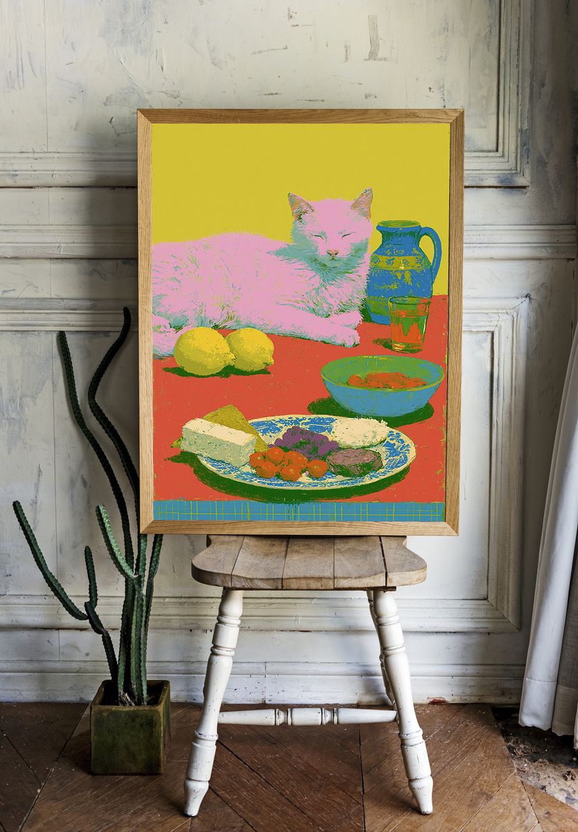 Pop Art Cat Still Life Poster. room preview