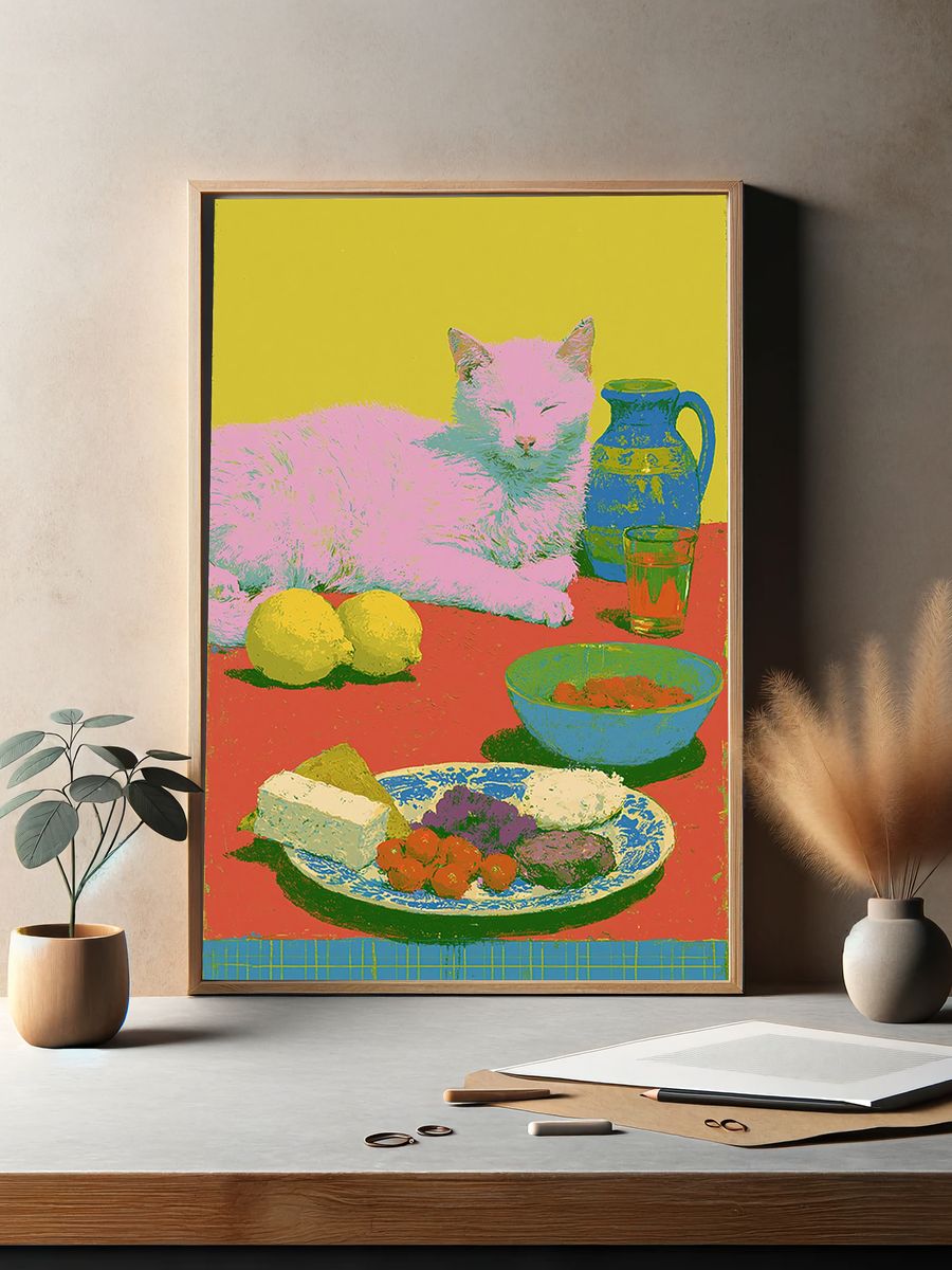 Pop Art Cat Still Life Poster. — room view 2