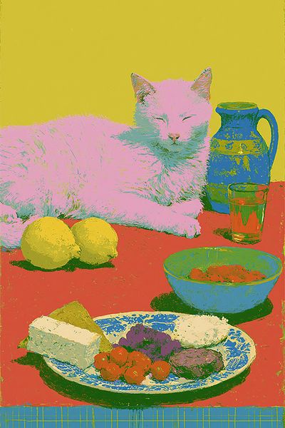 Pop Art Cat Still Life Poster.