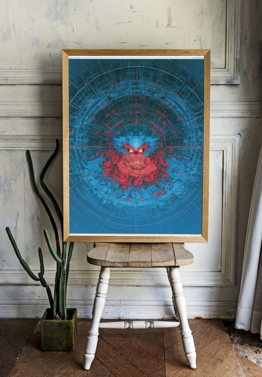 Cyber Owl Bloom Poster. — room view 1