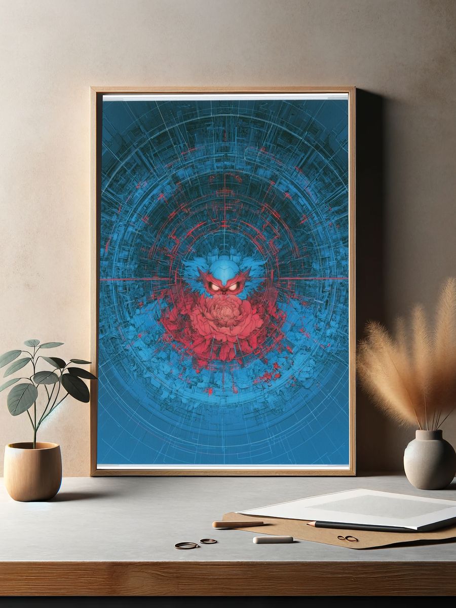 Cyber Owl Bloom Poster. — room view 2