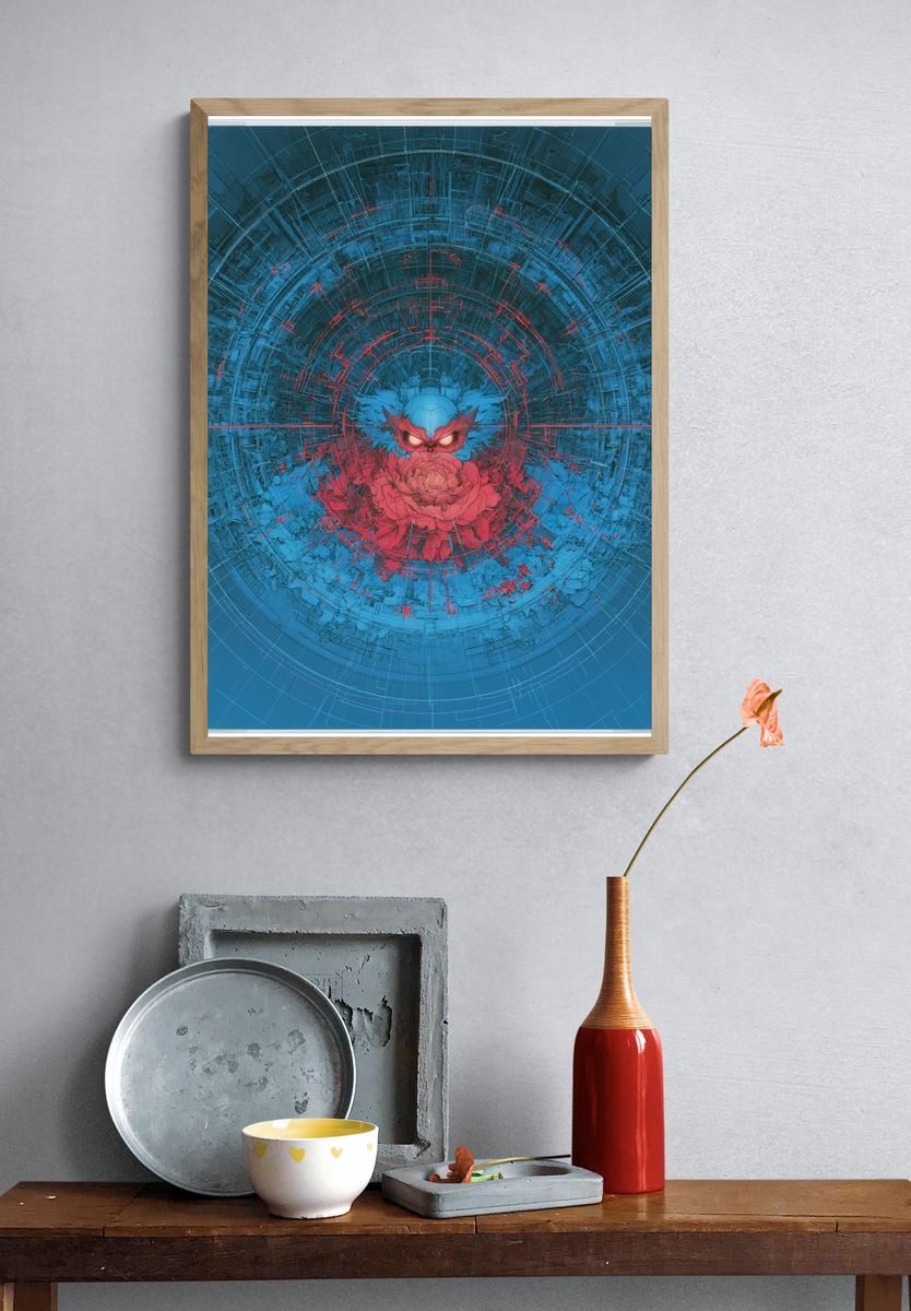 Cyber Owl Bloom Poster. — room view 3