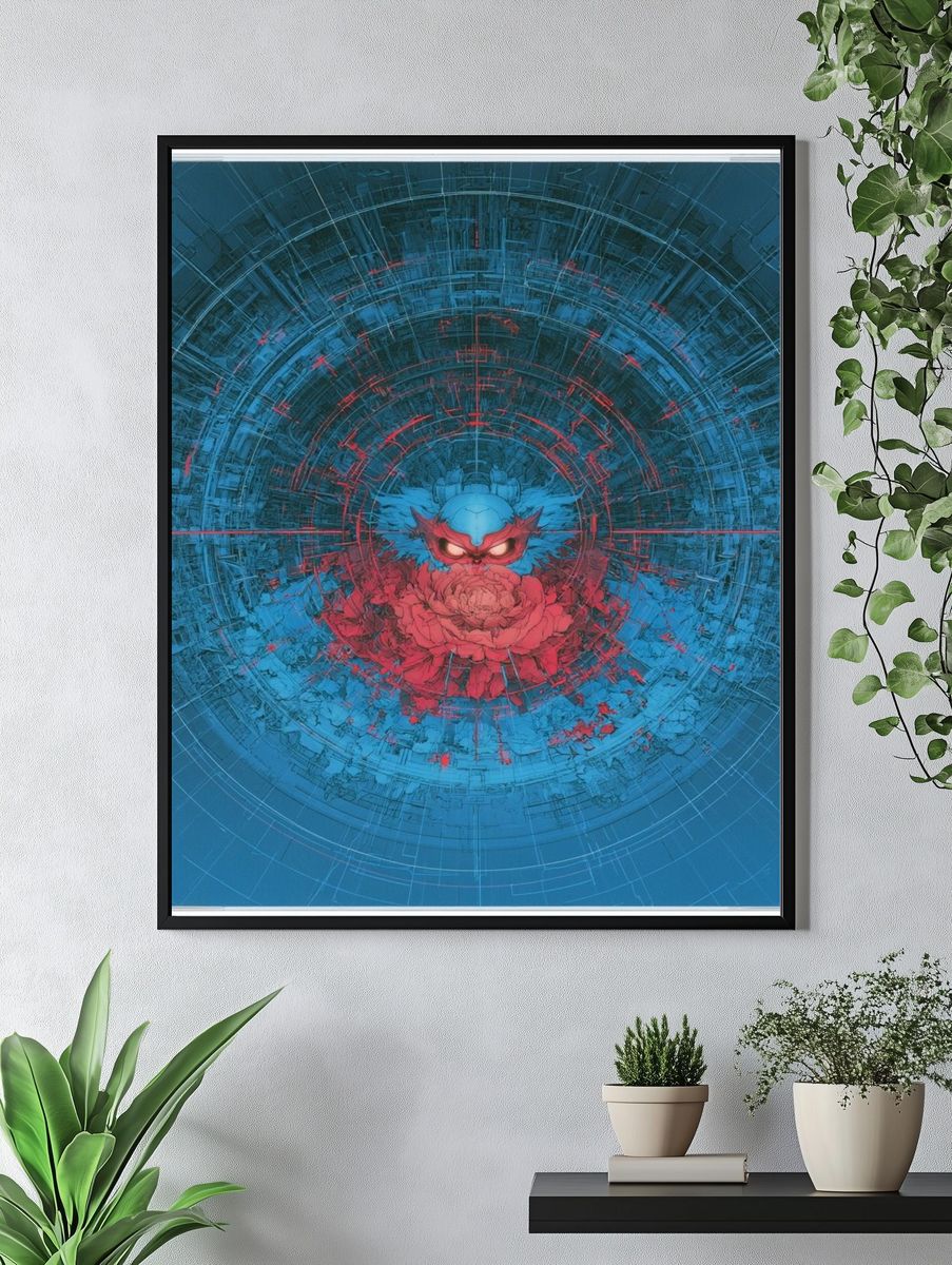 Cyber Owl Bloom Poster. — room view 4