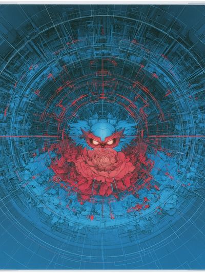 Cyber Owl Bloom Poster.