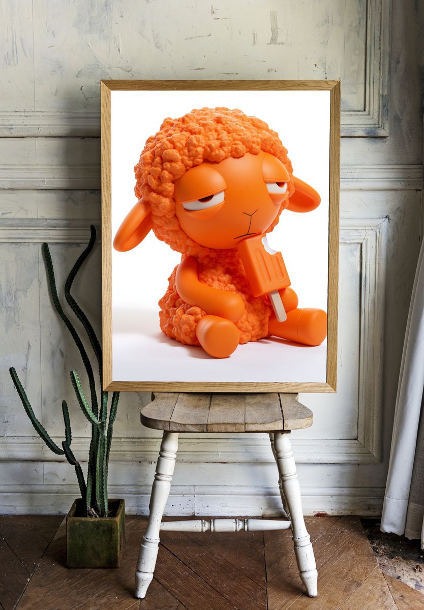 Orange Sheep Character Illustration Poster. room preview