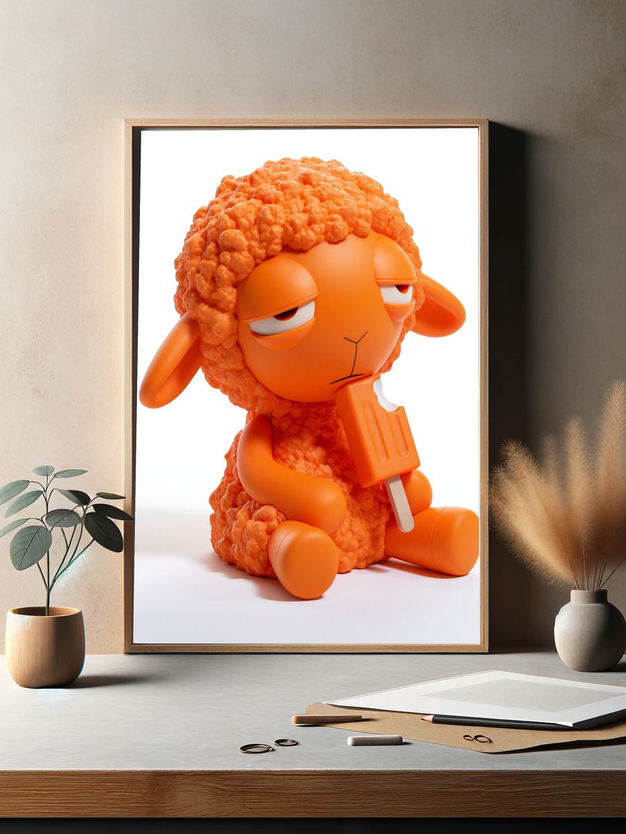 Orange Sheep Character Illustration Poster. — room view 2