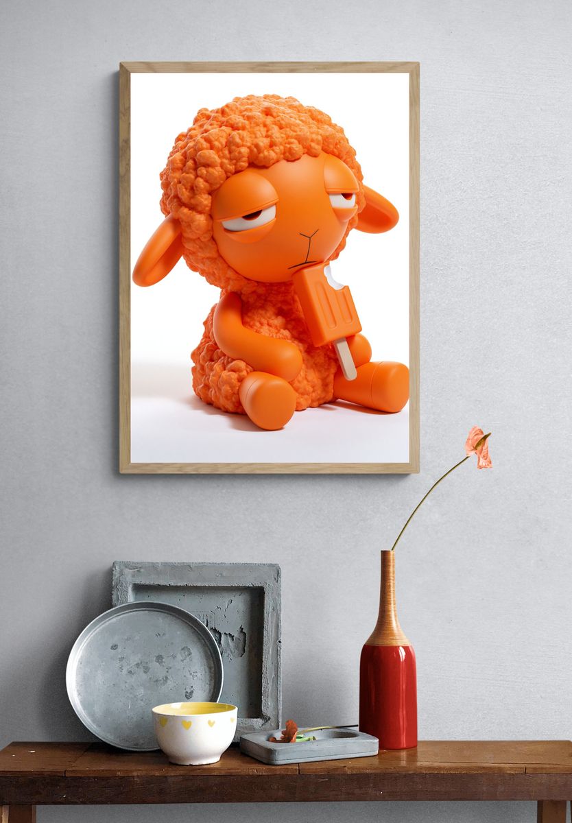 Orange Sheep Character Illustration Poster. — room view 3