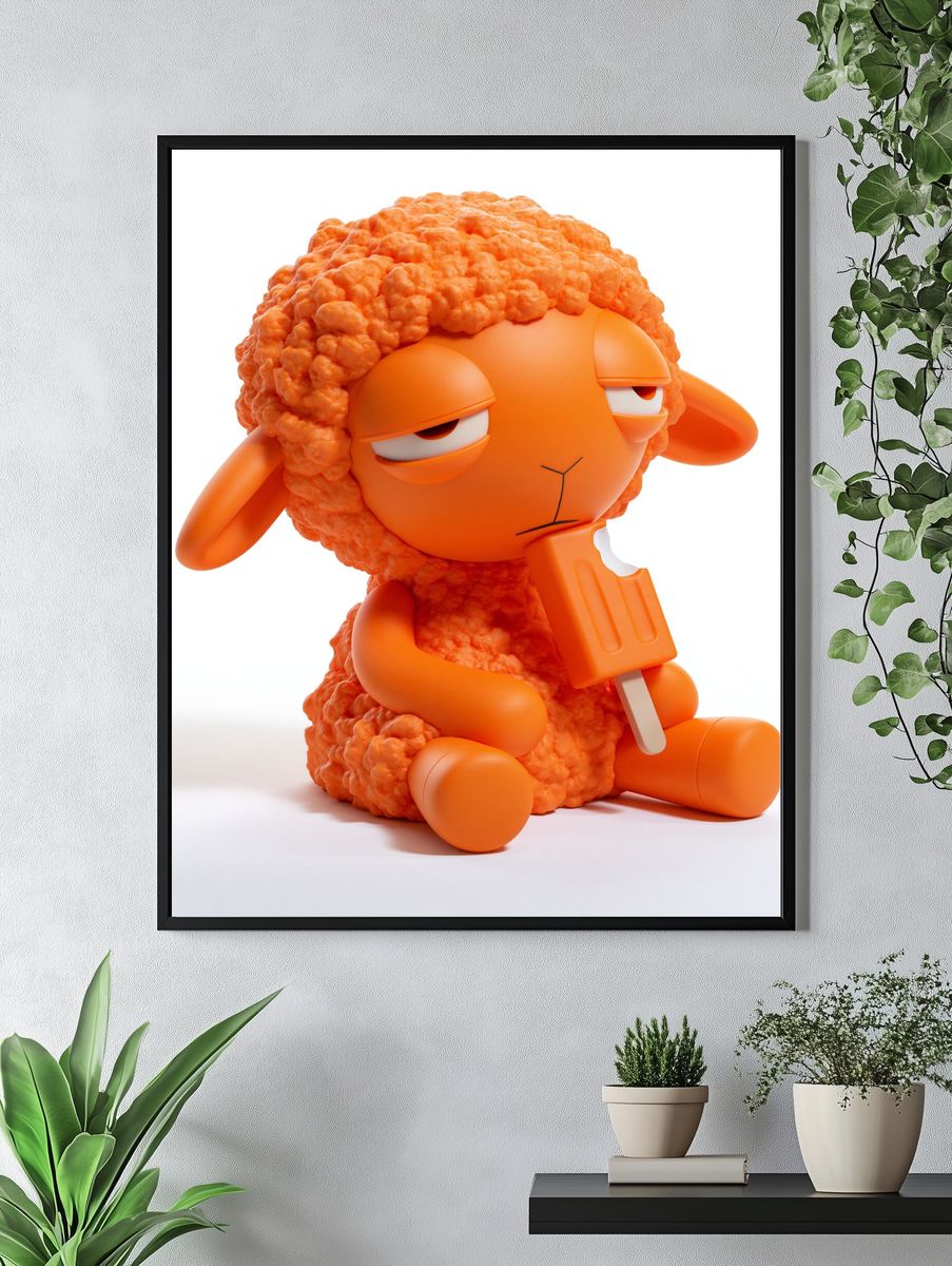 Orange Sheep Character Illustration Poster. — room view 4