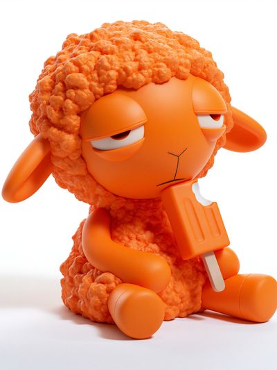Orange Sheep Character Illustration Poster.
