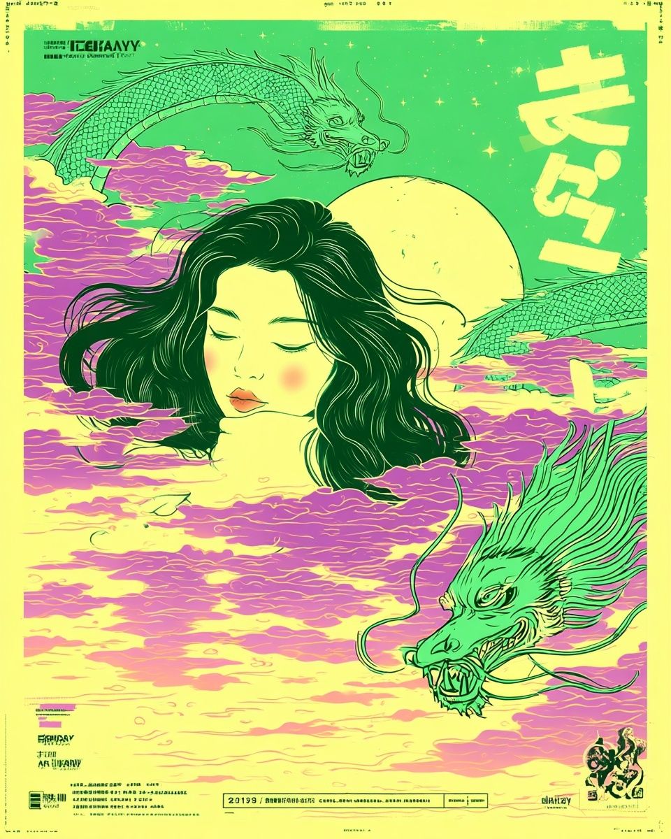Dreamy Dragon Moon Poster. poster detail