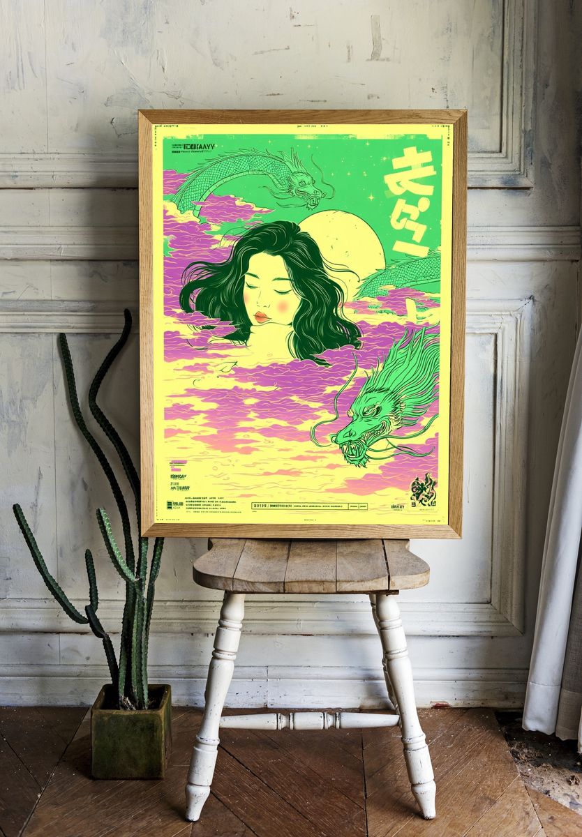 Dreamy Dragon Moon Poster. — room view 1