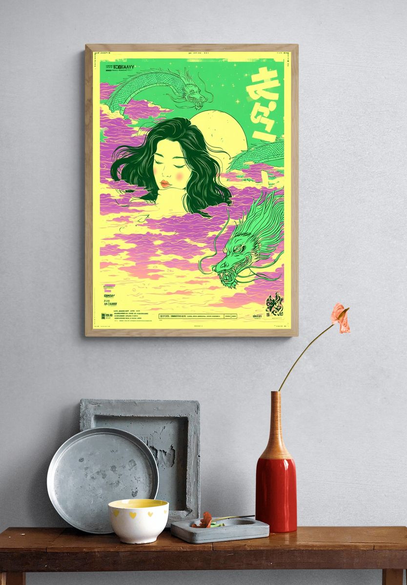 Dreamy Dragon Moon Poster. — room view 3