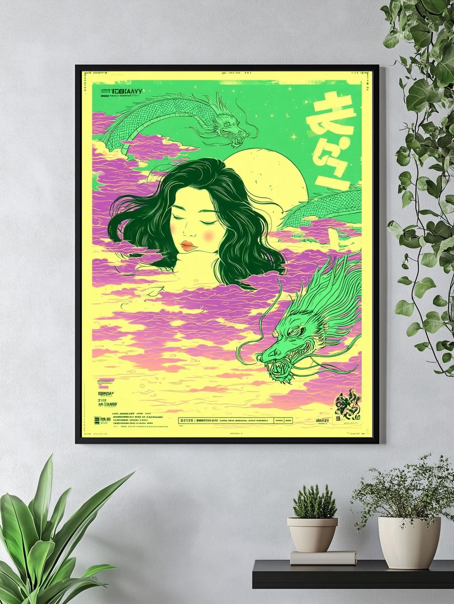 Dreamy Dragon Moon Poster. — room view 4