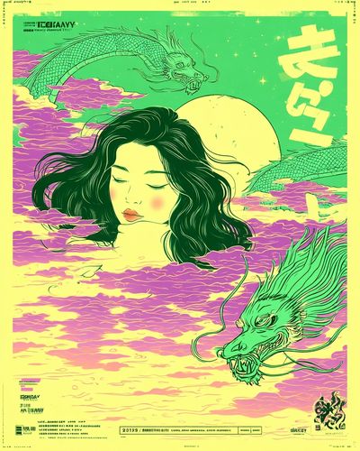 Dreamy Dragon Moon Poster. poster print