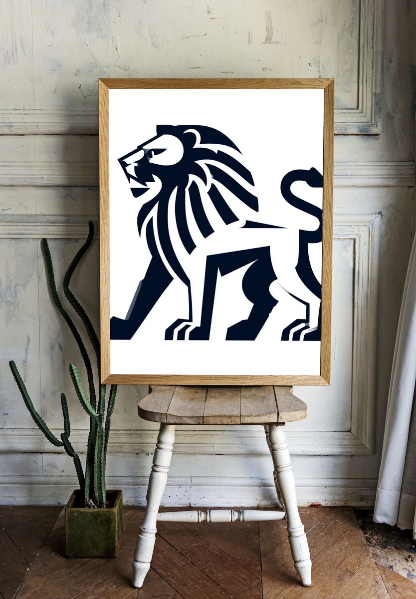 Lion Silhouette Illustration Poster. room preview