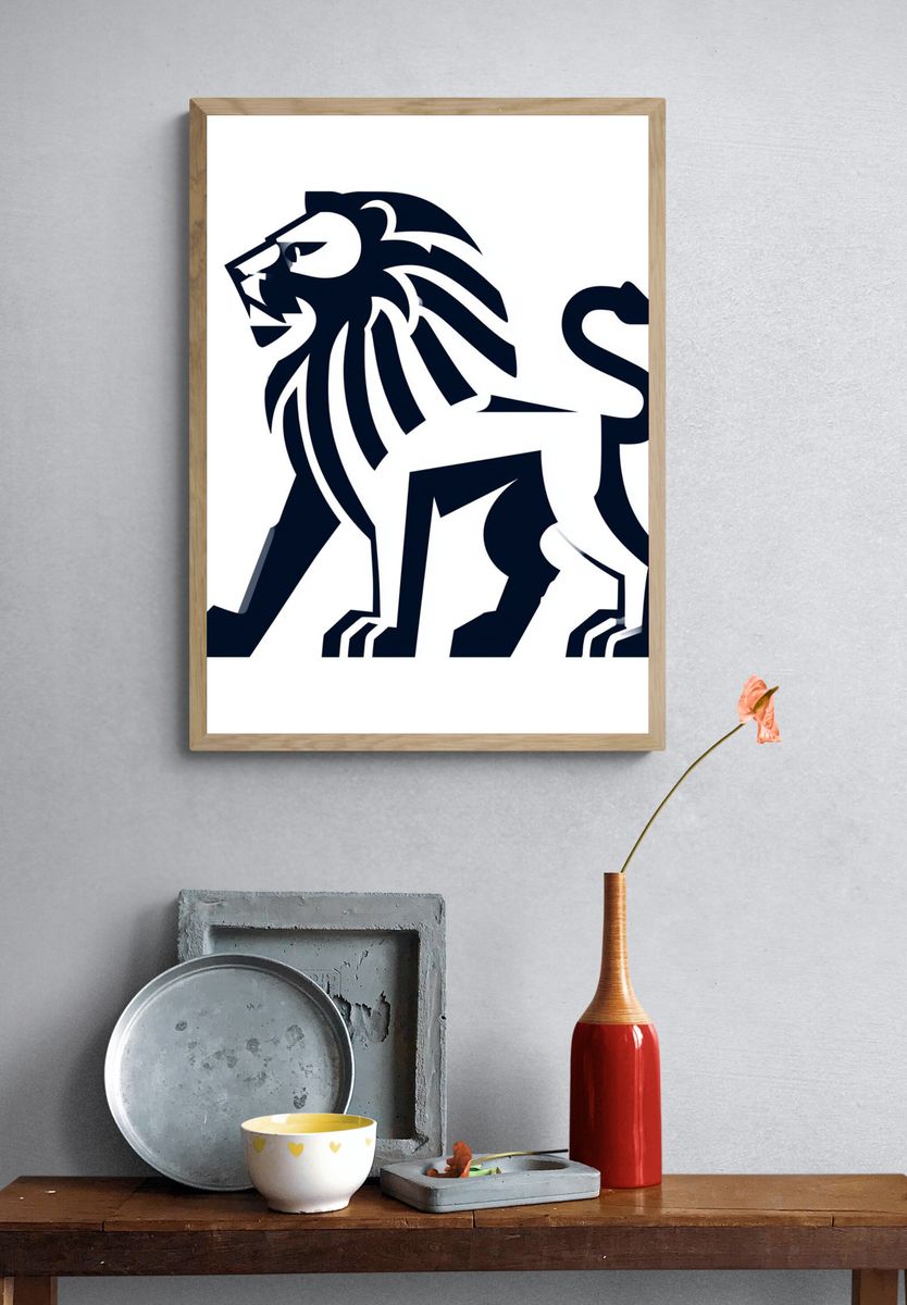 Lion Silhouette Illustration Poster. — room view 3