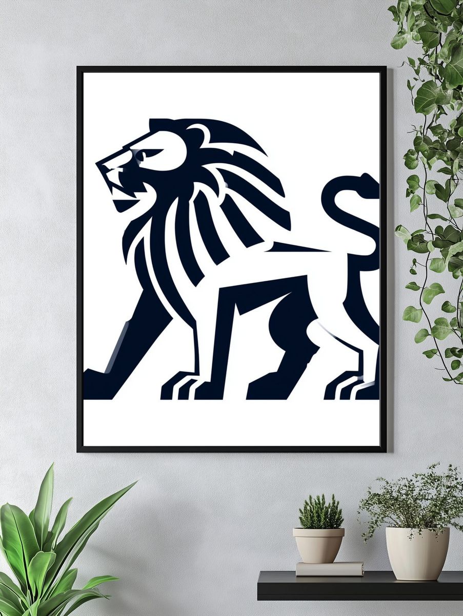 Lion Silhouette Illustration Poster. — room view 4