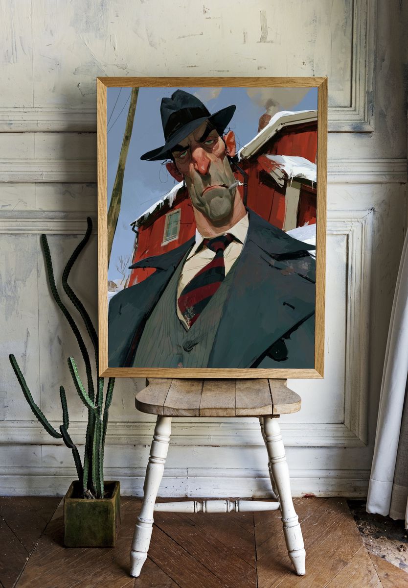 Brooding Detective Illustration Poster. room preview