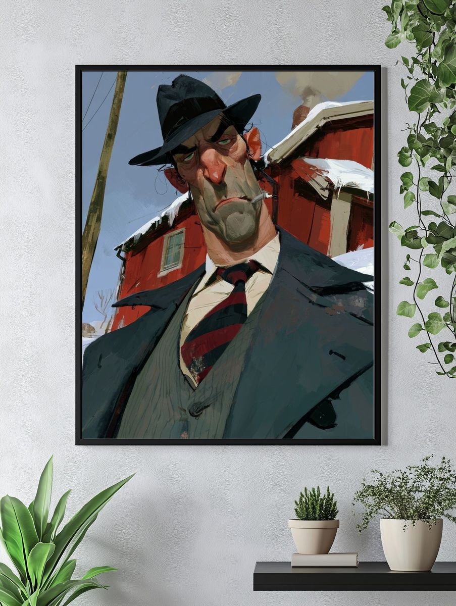 Brooding Detective Illustration Poster. — room view 4