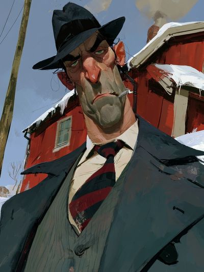 Brooding Detective Illustration Poster. poster