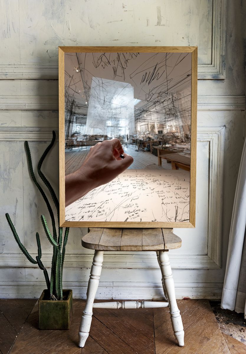 Surreal Sketch Room Illustration Poster. — room view 1