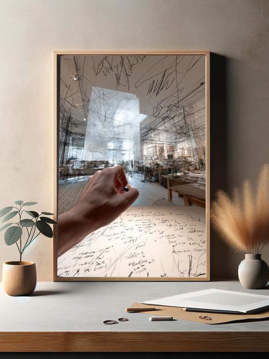 Surreal Sketch Room Illustration Poster. — room view 2