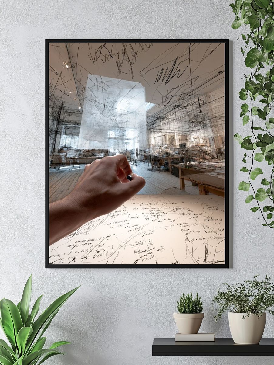 Surreal Sketch Room Illustration Poster. — room view 4