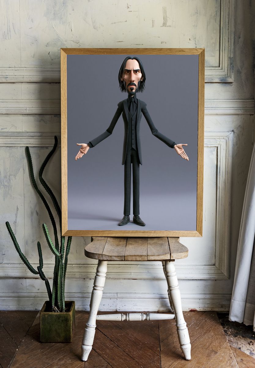 Stylized Dark Suit Character Poster. room preview