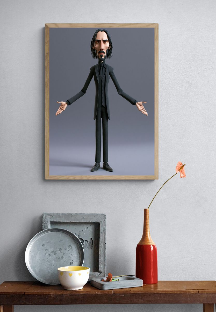 Stylized Dark Suit Character Poster. — room view 3