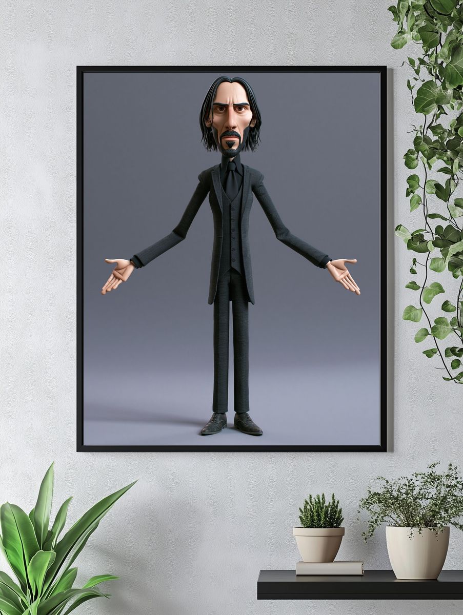Stylized Dark Suit Character Poster. — room view 4