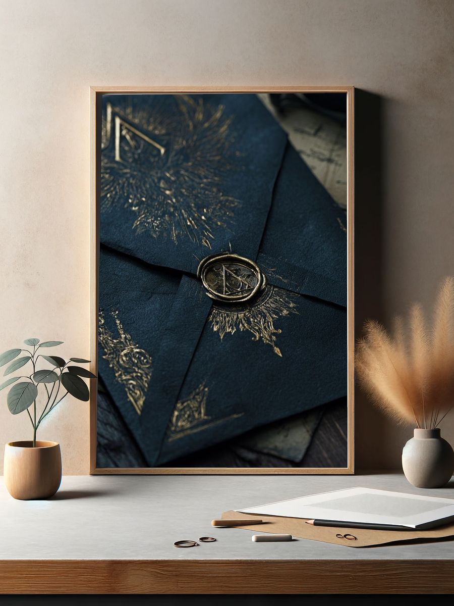 Dark Enchanted Seal Illustration Poster. — room view 2