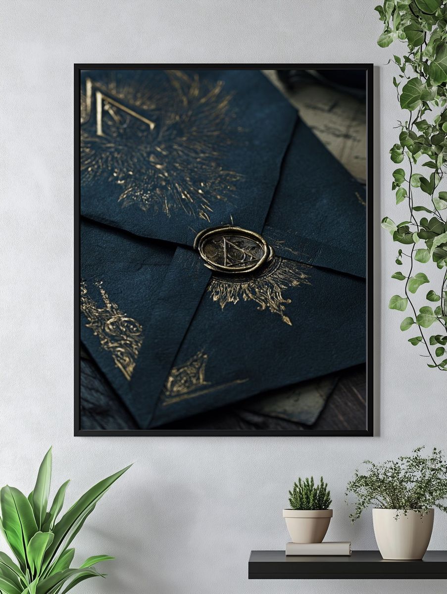 Dark Enchanted Seal Illustration Poster. — room view 4