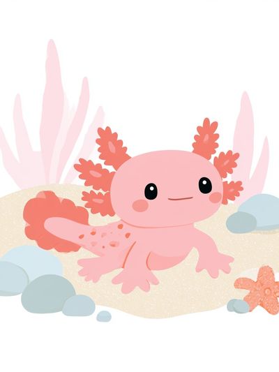 Axolotl Nursery Illustration Poster. poster